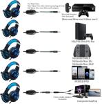 Gaming Headset for PS4, PC, Xbox One, PS5, for Nintendo Switch, Wired Over Ear Headphones with Stereo Surround Sound, Noise-Cancelling Microphone, LED Lights for Kids Adults, Black Blue