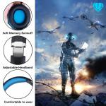 Gaming Headset for PS4, PC, Xbox One, PS5, for Nintendo Switch, Wired Over Ear Headphones with Stereo Surround Sound, Noise-Cancelling Microphone, LED Lights for Kids Adults, Black Blue