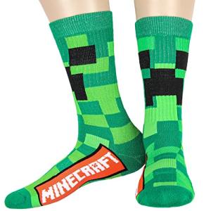 Bioworld Minecraft Creeper Cubed Character Design Gaming Adult Crew Socks