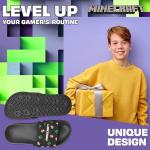 Minecraft Boys Sliders or Flip Flops for Beach and Pool - Boys Gifts (Black Sliders, 12-13 US)