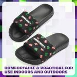 Minecraft Boys Sliders or Flip Flops for Beach and Pool - Boys Gifts (Black Sliders, 12-13 US)
