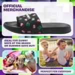 Minecraft Boys Sliders or Flip Flops for Beach and Pool - Boys Gifts (Black Sliders, 12-13 US)