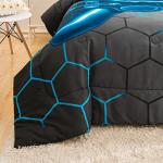 NTBED 5pcs Game Console Comforter Set for Boys Girls Kids Gaming Geometric Bed in a Bag Lightweight Microfiber Gamer Bedding Sets (Blue, Twin)