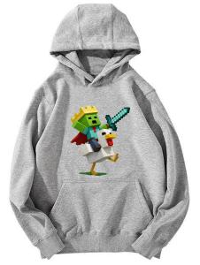 Minecraft Zombie King Chicken Rider Hoodie -Design Unisex Hooded Sweatshirt