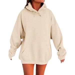 Sweatshirt For Women Womens Oversized Hoodies Sweatshirts Fleece Hooded Pullover Tops Sweaters Casual Comfy Fall Fashion Outfits Clothes 2025 Beige Women Clothing Trendy Xx-Large