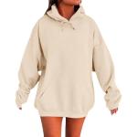 Sweatshirt For Women Womens Oversized Hoodies Sweatshirts Fleece Hooded Pullover Tops Sweaters Casual Comfy Fall Fashion Outfits Clothes 2025 Beige Women Clothing Trendy Xx-Large