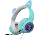 Cat Ear Gaming Headphones Wired AUX 3.5mm with LED Light, VIGROS Flashing Stereo Game Headphones Surround Sound Over-Ear Headsets with Microphone Fit Kids & Adult for PC, PS4, Switch, Mobile, Laptop