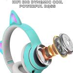 Cat Ear Gaming Headphones Wired AUX 3.5mm with LED Light, VIGROS Flashing Stereo Game Headphones Surround Sound Over-Ear Headsets with Microphone Fit Kids & Adult for PC, PS4, Switch, Mobile, Laptop