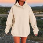 Sweatshirt For Women Womens Oversized Hoodies Sweatshirts Fleece Hooded Pullover Tops Sweaters Casual Comfy Fall Fashion Outfits Clothes 2025 Beige Women Clothing Trendy Xx-Large