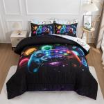 NTBED Game Console Comforter Set for Boys Girls Kids Space Universe 3D Gaming Bed Lightweight Microfiber Gamer Bedding Sets (Multi, Twin)