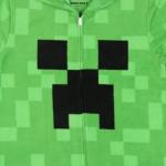 Minecraft Kids Fleece Creeper Hooded Union Suit Zip-Front Footless Sleeper Pajama (8, Small) Green