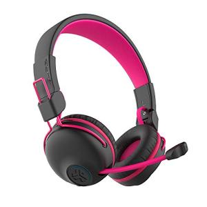 JLab JBuddies Play Gaming Wireless Kids Headset, Pink, 22+ Hour Bluetooth 5 Playtime 60ms Super-Low Latency for Mobile Gameplay, Retractable Boom Mic, AUX Cord Compatible w/Gaming Consoles