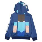 Minecraft Steve Big Boys Fleece Zip Up Athletic Hoodie Navy 14-16