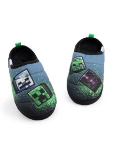 Minecraft Boys Graffiti Style Slip On Loafer Slippers | Slip-On Indoor Shoes for Kids Multicoloured Gaming Footwear for Boys