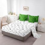 Green Pixelated Gamer Bedding Set Queen Size,Video Games 7Pcs Comforter Set,Kids Boys Girls Teens Room Decor,Cartoon Gamepad Bed in a Bag Modern Geometric Check Flat Fitted Sheet,2 Pillowcases