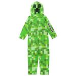 Minecraft Creeper Big Boys Cosplay Zip Up Coverall with Mesh Hood Mask Green 10-12