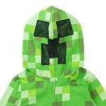 Minecraft Creeper Big Boys Cosplay Zip Up Coverall with Mesh Hood Mask Green 10-12