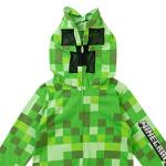 Minecraft Creeper Big Boys Cosplay Zip Up Coverall with Mesh Hood Mask Green 10-12