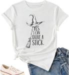 Witch Halloween Shirt for Women Retro Halloween Grpahic Tee Funny Hocus Pocus Tshirt Fall Casual Shirts Tee Tops(XX-Large,White1)