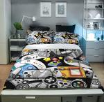 Sunnycitron Gamer Comforter Set for Boys Gaming Bedding Twin Comforter Set Gaming Bed Boys Comforter Set Gamer Room Decor (1 Comforter +2Pillowcase)