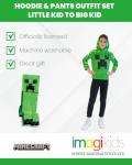 Minecraft Creeper Little Boys Fleece Raglan Hoodie & Pants Green/Black 7-8