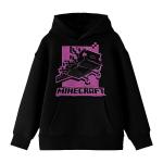 Minecraft Monochrome Axolotl Long Sleeve Youth Black Hooded Sweatshirt-Large