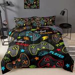 BDUCOK 5 pieces Gamer Comforter Set for Boys Gaming bedding set Twin Size,Video Game Controller Comforter for Boys Kids Adult 3D Gamepad Microfiber Bed in A Bag Sets3011,Twin