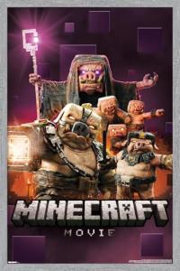 A Minecraft Movie - Hog Collage Wall Poster, 22.4L" x 14.7W", Gray Framed Version