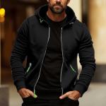 big and tall hoodies for men Zip Up Hoodies for Men American Flag Print Trendy Long Sleeve Lightweight Casual Jackets Plus Size Workout Coats with Pockets Black fall outfits for men 2025 XX-Large