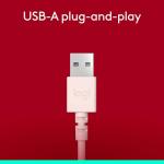 Logitech H390 Gaming Headphones, Wired Headphones with Mic, USB Headset with Microphone for PC, Noise Cancelling Microphone for Video Meetings, Music, Gaming - Rose