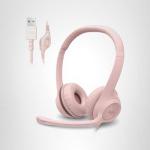 Logitech H390 Gaming Headphones, Wired Headphones with Mic, USB Headset with Microphone for PC, Noise Cancelling Microphone for Video Meetings, Music, Gaming - Rose
