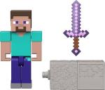 Mattel Minecraft Toys, Steve Action Figure with Accessory & Redstone Building Piece, 3.25-inch Scale Collectible Set Inspired by The Video Game
