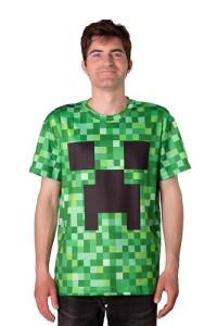 Cosplaya Pixel Green Face Costume Shirt for Mens Womens Adult Men Cosplay Pajamas Adults Halloween Christmas, L