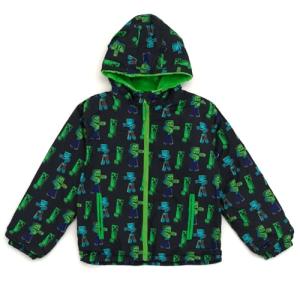 Minecraft Big Boys Zip Up Waterproof Hooded Rain Jacket Coat Black/Green 12