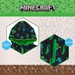 Minecraft Big Boys Zip Up Waterproof Hooded Rain Jacket Coat Black/Green 12