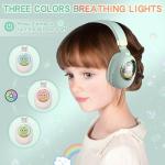 Girls Green Gaming Headset with Microphone - Wired & Wireless Noise Cancelling Over Ear Headphones for Kids & School - Bluetooth Earbuds