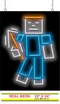 Block Boy Neon Sign | Jantec | 18" X 24" | Minecraft Roblox Gaming Bedroom Decor