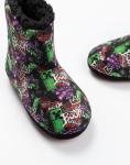 Minecraft Creeper & TNT | Multicoloured Fluffy High-Rise Slippers | Indoor Relaxation Wear | Graffiti Print Design