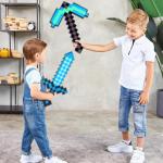 Dpucle 3pcs Game Toys,Foam Sword Pickaxe and Axe for Role-Play,Weapons,Halloween for Video Game Fans (3pcs Toys)