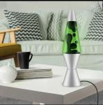 14.5” Lava Lamp Black Lava Green Liquid Silver Base New Minecraft Colors
