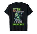 8th Birthday Level Unlocked Pixel Dab 8 Bday Gamer Boys Kids T-Shirt