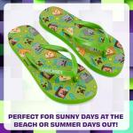 Minecraft Boys Sliders or Flip Flops for Beach and Pool - Boys Gifts (Green Flip Flops, 6-7 US)