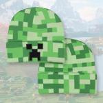 Minecraft Creeper Embroidered Face Allover Pixelated Design Gamer Cuffed Adult Beanie Hat OSFM for Men Women Green