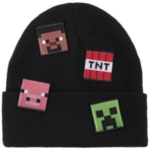 Minecraft Printed Character Patches Black Cuff Beanie