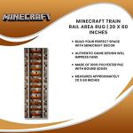 Minecraft Train Rail Area Rug - 20 x 60 Inches