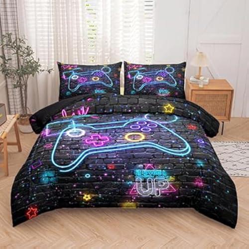 MWMWMW Gaming Bedding Sets for Boys, Kids King Size Comforter for Boys, Kids King Size Gaming Bed Set with 1 Comforter and 2 Pillowcases
