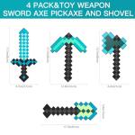 4 Pack Kids Game Role-Play Toy Weapon Set-Sword Axe Pickaxe and Shovel,Perfect Toy Weapons Gift for Halloween Christmas and Parties