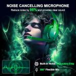 PHOINIKAS Gaming Headset for PC, PS4, PS5, Stereo Gaming Headphone for Switch, with Noise Cancelling Mic (Dazzle Green)