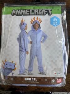 Minecraft Axolotl Child Costume Hooded Jumpsuit Size S 4-6 Halloween NEW NWT