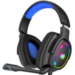 Jimonyer Gaming Headset for PC/PS4/PS5/Xbox One/Switch, Stereo Surround Sound Gaming Headphones with Noise Canceling Flexible Mic, Computer Headset with 3.5mm Jack & RGB Light(Blue)